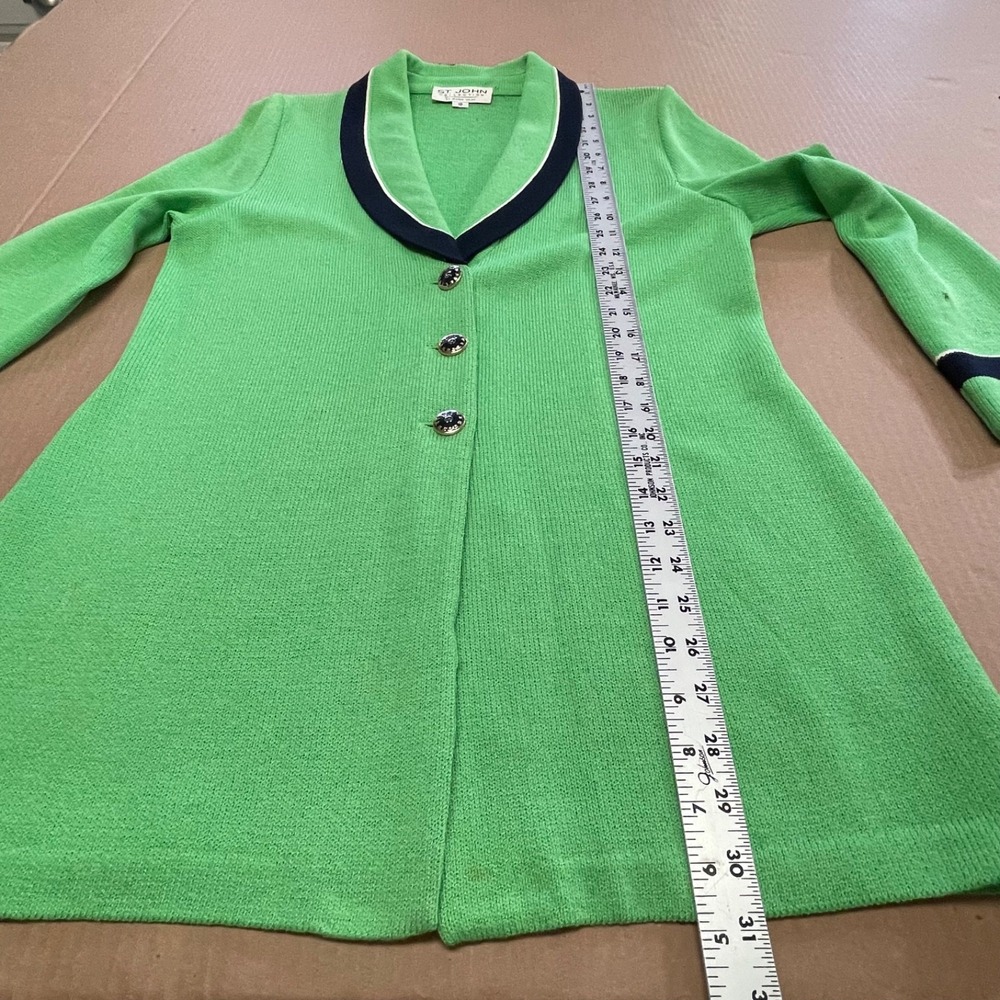 Vintage St. John Collection By Marie Gray Santana Knit Green Blazer Jacket Sz 10 - Picture 12 of 16